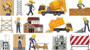 Set of construction site objects