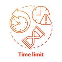 Time limit red gradient concept icon. Game timer idea thin line illustration. Different clock types. Stopwatch, hourglass. Time management. Vector isolated outline drawing. Time frame warning icon