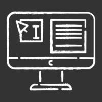 Website localization, DTP services chalk icon. Text editing, mistake correction. Document page layout. Graphic processing. Website localization. Isolated vector chalkboard illustration