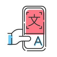Online dictionary application color icon. Instant machine translation. Translation services. Smartphone translator app. Language learning means. E-learning. Isolated vector illustration