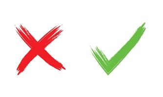 green check mark and red cross icon symbol. vector