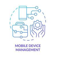 Mobile device management blue gradient concept icon. Computer services for business abstract idea thin line illustration. Isolated outline drawing vector