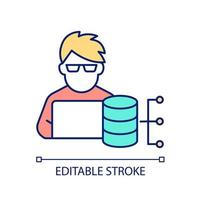 Database administrator RGB color icon. Datacenter manager. Programming specialist. System architect. Isolated vector illustration. Simple filled line drawing. Editable stroke.