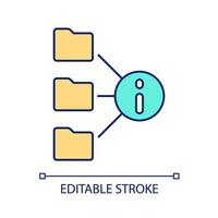 Business intelligence RGB color icon. Information in file folders for database. Data storage. Isolated vector illustration. Simple filled line drawing. Editable stroke.