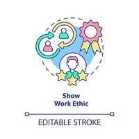 Show work ethic concept icon. Moral principles. Customer service tips abstract idea thin line illustration. Isolated outline drawing. Editable stroke. vector