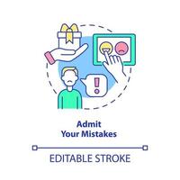 Admit your mistakes concept icon. Take responsibility. Customer service tips abstract idea thin line illustration. Isolated outline drawing. Editable stroke. vector