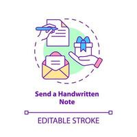 Send handwritten note concept icon. Customer service tips abstract idea thin line illustration. Isolated outline drawing. Editable stroke. vector