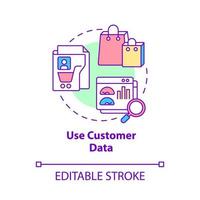 Use customer data concept icon. Personalized information collection abstract idea thin line illustration. Isolated outline drawing. Editable stroke. vector