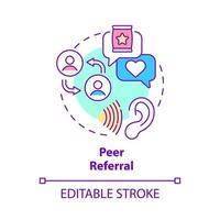 Peer referral concept icon. Friends advice. Customer touchpoints abstract idea thin line illustration. Isolated outline drawing. Editable stroke. vector