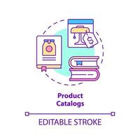 Product catalog concept icon. Showcasing items. Customer touchpoints abstract idea thin line illustration. Isolated outline drawing. Editable stroke. vector