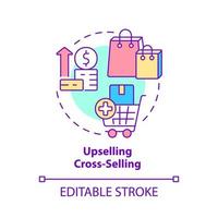 Upselling cross selling concept icon. Customer touchpoint abstract idea thin line illustration. Isolated outline drawing. Editable stroke. vector