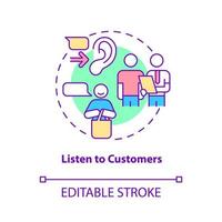 Listen to customers concept icon. Pay attention to requests. Customer service abstract idea thin line illustration. Isolated outline drawing. Editable stroke. vector