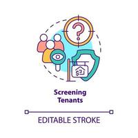 Screening tenants concept icon. Responsibilities of property manager abstract idea thin line illustration. Isolated outline drawing. Editable stroke. vector