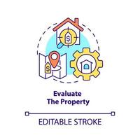 Evaluate property concept icon. Real estate management service abstract idea thin line illustration. Isolated outline drawing. Editable stroke. vector