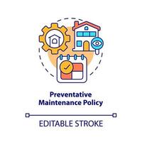 Preventative maintenance policy concept icon. Property management abstract idea thin line illustration. Isolated outline drawing. Editable stroke. vector