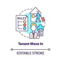 Tenant move in concept icon. Property management operation abstract idea thin line illustration. Isolated outline drawing. Editable stroke. vector