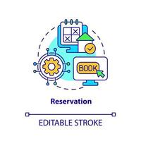Reservation concept icon. Booking service. Module of property management abstract idea thin line illustration. Isolated outline drawing. Editable stroke.