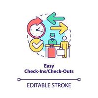 Easy check-ins and check-outs concept icon. Real estate management abstract idea thin line illustration. Isolated outline drawing. Editable stroke. vector