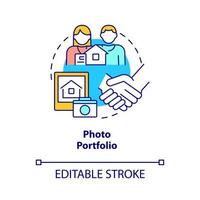 Photo portfolio concept icon. Promote rental estate. Property management abstract idea thin line illustration. Isolated outline drawing. Editable stroke.