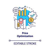 icono del concepto de optimización de precios. sistema de gestión de propiedades en hoteles idea abstracta ilustración de línea delgada. dibujo de contorno aislado. trazo editable. vector