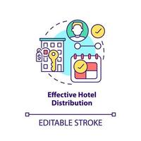 Effective hotel distribution concept icon. Real estate management abstract idea thin line illustration. Isolated outline drawing. Editable stroke.