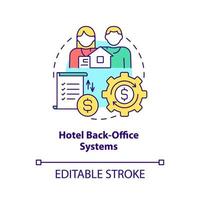 Hotel back-office systems concept icon. Property management systems abstract idea thin line illustration. Isolated outline drawing. Editable stroke.
