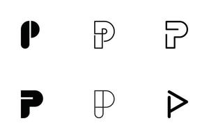 set of monogram letter p logo vector design