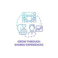 Grow through shared experiences blue gradient concept icon. Decreasing depression feeling abstract idea thin line illustration. Isolated outline drawing vector