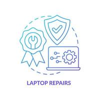 Laptop repair blue gradient concept icon. Portable and mobile device. Type of service abstract idea thin line illustration. Isolated outline drawing vector