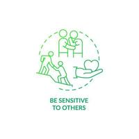 Be sensitive to others green gradient concept icon. Developing sensitivity abstract idea thin line illustration. Support group. Isolated outline drawing vector