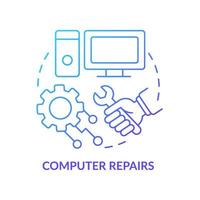 Computer repairs blue gradient concept icon. Fix and problem resolve. Type of services abstract idea thin line illustration. Isolated outline drawing
