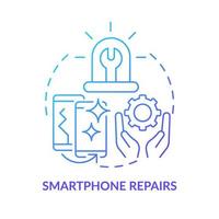 Smartphone repair blue gradient concept icon. Portable and mobile device. Type of service abstract idea thin line illustration. Isolated outline drawing vector