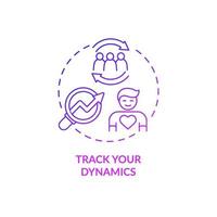 Track your dynamics purple gradient concept icon. Improve emotional wellbeing abstract idea thin line illustration. Self-tracking. Isolated outline drawing vector