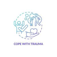 Cope with trauma blue gradient concept icon. Support group intervention abstract idea thin line illustration. PTSD treatment. Isolated outline drawing vector