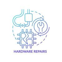 icono de concepto de degradado azul de reparación de hardware. avería física, recuperación. tipo de reparación idea abstracta ilustración de línea delgada. dibujo de contorno aislado vector