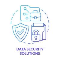 Data security solutions blue gradient concept icon. Computer services for business abstract idea thin line illustration. Isolated outline drawing vector