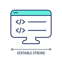 Writing script for website RGB color icon. Web programmer. Coding computer software. System administration. Isolated vector illustration. Simple filled line drawing. Editable stroke.