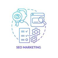 SEO marketing blue gradient concept icon. Advertising campaign. Content for search engines abstract idea thin line illustration. Isolated outline drawing. vector