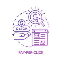 Pay per click purple gradient concept icon. Digital marketing tool. Paid advertising tool abstract idea thin line illustration. Isolated outline drawing. vector