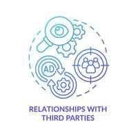 Relationships with third parties blue gradient concept icon. Marketing strategy abstract idea thin line illustration. Isolated outline drawing. vector