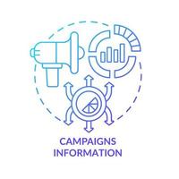 Campaigns information blue gradient concept icon. Control channels of advertisement abstract idea thin line illustration. Isolated outline drawing. vector