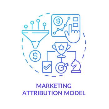 Marketing attribution model blue gradient concept icon. Campaign results analytics abstract idea thin line illustration. Isolated outline drawing. vector