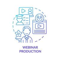 Webinar production blue gradient concept icon. Digital marketing strategy providing abstract idea thin line illustration. Isolated outline drawing. vector