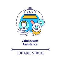 Constant guest assistance concept icon. Property management in hotels abstract idea thin line illustration. Isolated outline drawing. Editable stroke. vector