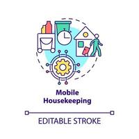 Mobile housekeeping concept icon. Property management systems in hotels abstract idea thin line illustration. Isolated outline drawing. Editable stroke. vector