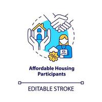 Affordable housing participants concept icon. Property manager customers abstract idea thin line illustration. Isolated outline drawing. Editable stroke. vector