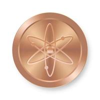 Bronze Cosmos coin Concept of internet web cryptocurrency vector