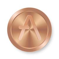 Bronze coin of Aave Concept of internet web cryptocurrency vector