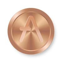 Bronze coin of Aave Concept of internet web cryptocurrency vector