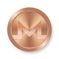 moneda monero de bronce concepto de criptomoneda web de internet vector